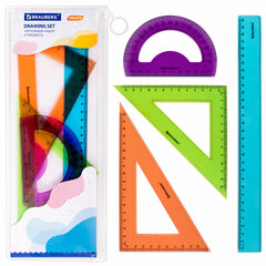 Изображение товара Набор чертежных инструментов BRAUBERG FRUITY 4 шт. яркий прозрачный пенал