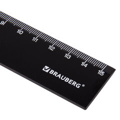 Линейка пластиковая 15 см, BRAUBERG, черная, пакет, 210774