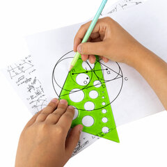 Треугольник пластиковый 30&times;19 см, ПИФАГОР, с окружностями, прозрачный, тонированный, 210793