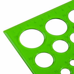 Треугольник пластиковый 30&times;19 см, ПИФАГОР, с окружностями, прозрачный, тонированный, 210793