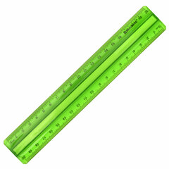 Линейка пластиковая 20 см, BRAUBERG, с держателем, прозрачная, неоновая, ассорти, 210834