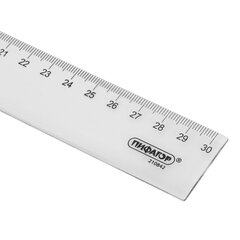 Линейка пластиковая 30 см, ПИФАГОР, прозрачная, бесцветная, 210842