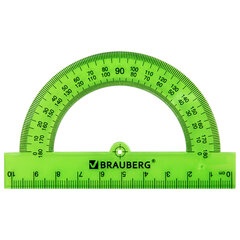 Транспортир пластиковый 10 см, 180 градусов, BRAUBERG, прозрачный, неоновый, ассорти, 210847