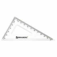 Набор чертежный BRAUBERG (линейка 20 см, 2 треугольника, транспортир), прозрачный, 210853