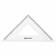 Набор чертежный BRAUBERG (линейка 20 см, 2 треугольника, транспортир), прозрачный, 210853