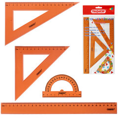 Набор чертежный большой ПИФАГОР (линейка 30 см, 2 треугольника, транспортир), прозрачный, неоновый, ассорти, 210856