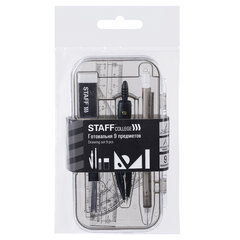 Готовальня STAFF &laquo;College&raquo; 9 предметов: циркуль 120 мм, чертежные принадлежности, механический карандаш, пластиковый пенал, 210863