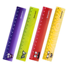 Линейка пластиковая 15 см BRAUBERG &laquo;МОНСТРИКИ&raquo;, тонированная, ассорти, 210866