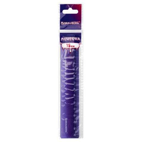 Линейка пластиковая 15 см BRAUBERG "МОНСТРИКИ", тонированная, ассорти, 210866