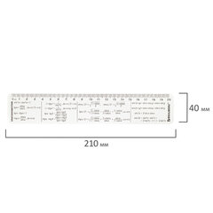 Линейка пластиковая 20 см BRAUBERG, справочная, тригонометрия, 210898
