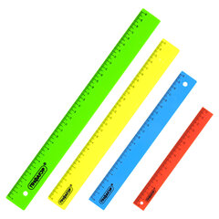 Линейки пластиковые 15, 20, 25, 30 см неоновые, ПИФАГОР, НАБОР 4 шт., непрозрачные, европодвес, 210906