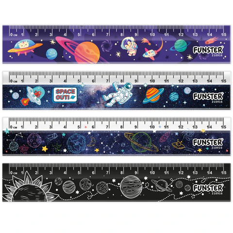 Линейки пластиковые 15 см FUNSTER, "КОСМОС", НАБОР 4 штуки, пенал, 210916 - фото 2