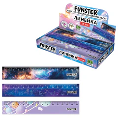 Линейка пластиковая 15 см, FUNSTER (ФАНСТЕР), &laquo;КОСМОС&raquo;, ассорти, дисплей, 210917