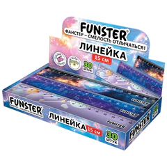 Линейка пластиковая 15 см, FUNSTER (ФАНСТЕР), &laquo;КОСМОС&raquo;, ассорти, дисплей, 210917