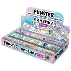 Линейка пластиковая 15 см, FUNSTER (ФАНСТЕР), &laquo;КОТЫ&raquo;, ассорти, дисплей, 210918
