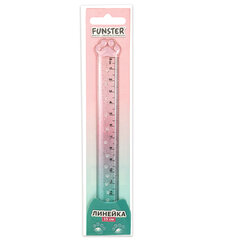 Линейка пластиковая 15 см, FUNSTER (ФАНСТЕР), "ЛАПКА", прозрачная, европодвес, 210919