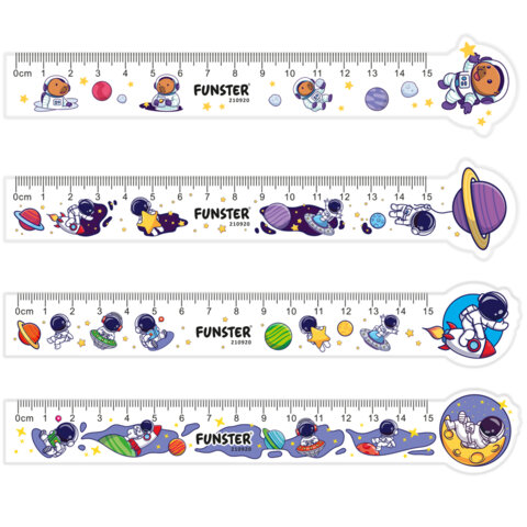 Линейка пластиковая 15 см фигурная, FUNSTER, "КОСМОНАВТЫ", прозрачная, ассорти, европодвес, 210920 - фото 2