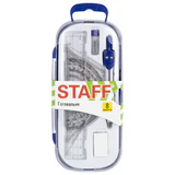 Готовальня STAFF, 8 предметов: циркуль 115 мм, чертежные принадлежности, синий цвет, 210943