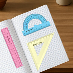 Набор чертежный малый ERICH KRAUSE &laquo;Pastel&raquo; (линейка 15 см, треугольник, транспортир), ассорти, 57926