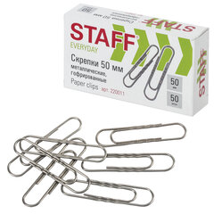 Изображение товара Большие гофрированные канцелярские скрепки 50 мм 50 шт STAFF Everyday