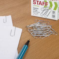 Скрепки STAFF &laquo;EVERYDAY&raquo;, 28 мм, металлические, 100 шт., в картонной коробке, Россия, 220012