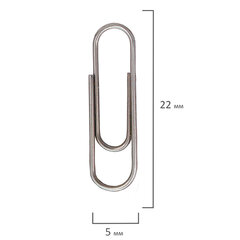 Скрепки STAFF &laquo;EVERYDAY&raquo;, 22 мм, металлические, 100 шт., в картонной коробке, Россия, 220302
