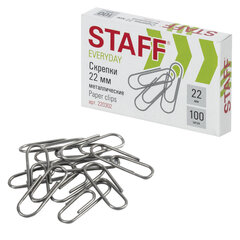 Изображение товара Скрепки STAFF EVERYDAY, 22 мм, металлические, 100 шт, в коробке