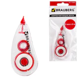 Корректирующая лента BRAUBERG RED POWER, 5 мм х 6 м, корпус прозрачный, механизм перемотки, европодвес, 220641