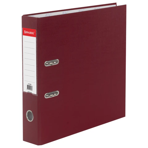 Папка-регистратор BRAUBERG с покрытием из ПВХ, 70 мм, бордовая (удвоенный срок службы), 220892