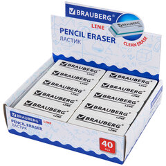 Ластик BRAUBERG &laquo;Line&raquo;, 57&times;18&times;8 мм, белый, прямоугольный, скошенные края, 221036