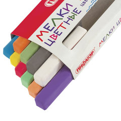 Мел цветной квадратный 10 штук, ПИФАГОР, картонная упаковка, 221168