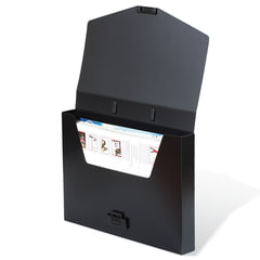 Папка-портфель пластиковая BRAUBERG &laquo;Energy&raquo; А4 (330&times;256&times;32 мм), без отделений, черная, 221202
