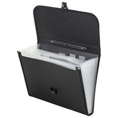 Папка-портфель пластиковая STAFF А4 (330&times;235&times;50 мм), 7 отделений, с окантовкой, индексные ярлыки, черный, 221206