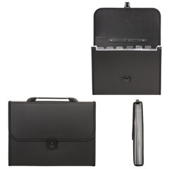 Папка-портфель пластиковая STAFF А4 (330&times;235&times;50 мм), 7 отделений, с окантовкой, индексные ярлыки, черный, 221206