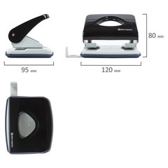 Дырокол металлический BRAUBERG &laquo;PN-100M&raquo;, до 30 листов, ассорти (синий/<wbr/>черный), 221277