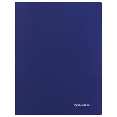 Папка с металлическим скоросшивателем и внутренним карманом BRAUBERG &laquo;Диагональ&raquo;, темно-синяя, до 100 листов, 0,6 мм, 221352