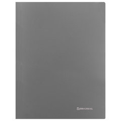 Папка с металлическим скоросшивателем и внутренним карманом BRAUBERG &laquo;Диагональ&raquo;, серебристая, до 100 листов, 0,6 мм, 221353