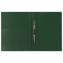Папка с металлическим скоросшивателем и внутренним карманом BRAUBERG &laquo;Диагональ&raquo;, темно-зеленая, до 100 листов, 0,6 мм, 221354