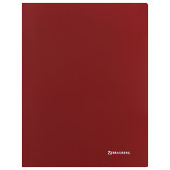 Папка с металлическим скоросшивателем и внутренним карманом BRAUBERG &laquo;Диагональ&raquo;, темно-красная, до 100 листов, 0,6 мм, 221355