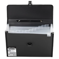 Папка-портфель пластиковая BRAUBERG А4 (332&times;245&times;35 мм), 13 отделений, черная, 221378