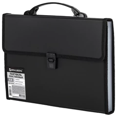 Папка-портфель пластиковая BRAUBERG А4 (332&times;245&times;35 мм), 13 отделений, черная, 221378
