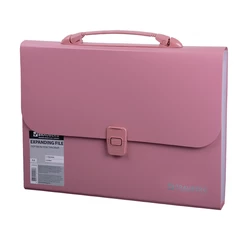 Папка-портфель пластиковая BRAUBERG А4 (327&times;254&times;30 мм), 13 отделений, розовая, 221441
