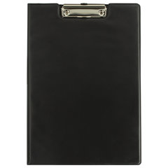 Папка-планшет BRAUBERG, А4 (340&times;240 мм), с прижимом и крышкой, картон/<wbr/>ПВХ, РОССИЯ, черная, 221488