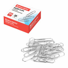 Изображение товара Скрепки BRAUBERG, 28 мм, никелированные, 100 шт., в картонной коробке, Россия, 221523