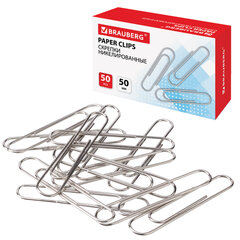 Изображение товара Скрепки большие 50 мм BRAUBERG никелированные 50 шт.
