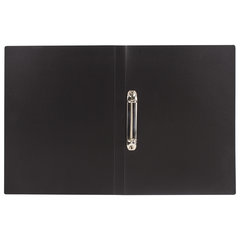 Папка на 2 кольцах BRAUBERG &laquo;Office&raquo;, 21 мм, черная, до 120 листов, 0,5 мм, 221612