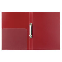 Папка на 2 кольцах BRAUBERG &laquo;Стандарт&raquo;, 25 мм, красная, до 170 листов, 0,8 мм, 221614