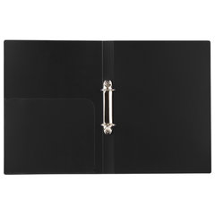 Папка на 2 кольцах BRAUBERG &laquo;Стандарт&raquo;, 25 мм, черная, до 170 листов, 0,8 мм, 221616