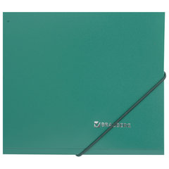 Папка на резинках BRAUBERG, стандарт, зеленая, до 300 листов, 0,5 мм, 221621