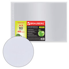 Папки-файлы БОЛЬШОГО ФОРМАТА (297&times;420 мм), А3, ГОРИЗОНТАЛЬНЫЕ, КОМПЛЕКТ 50 шт., 45 мкм, BRAUBERG, 221715